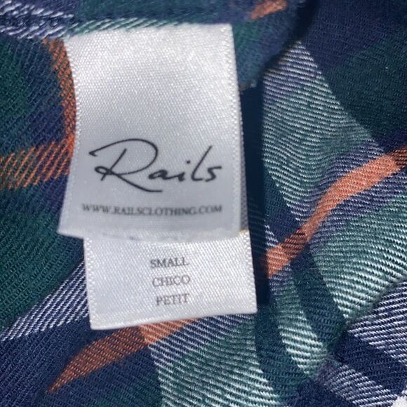 Rails Ellson Wm’s Sz Sm Blue Green Orange Soft Flannel Button Down Top Shirt - Picture 6 of 7